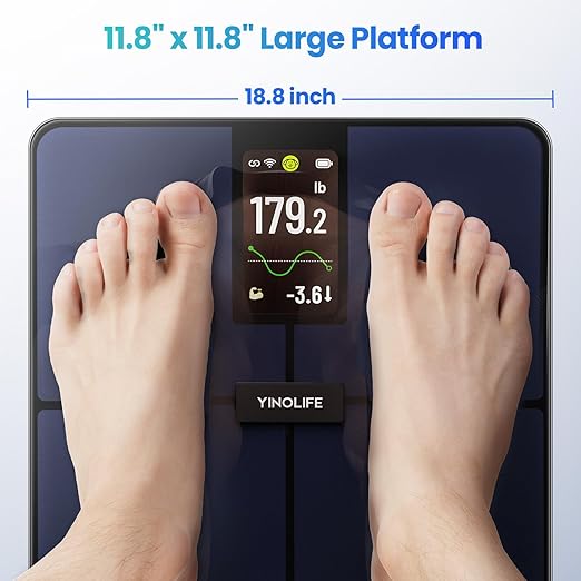 Smart Scale for Body Weight 4.3 Color Display Digital Weight Scale High Precision Wi-Fi Bathroom Scale with BMI Body Fat Muscle Mass 20 Body Composition Scale Sync App 400 lbs Black