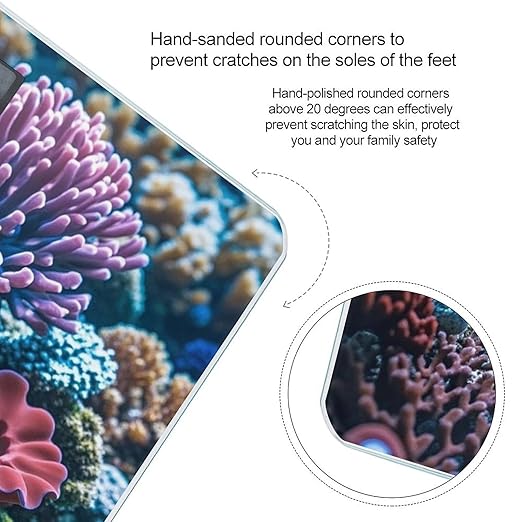 Underwater World Coral Scale for Body Weight Highly Accurate Digital Bathroom Body Scale Digital Bathroom Scales for People Anti-Slip Large LCD Display Smart Scales