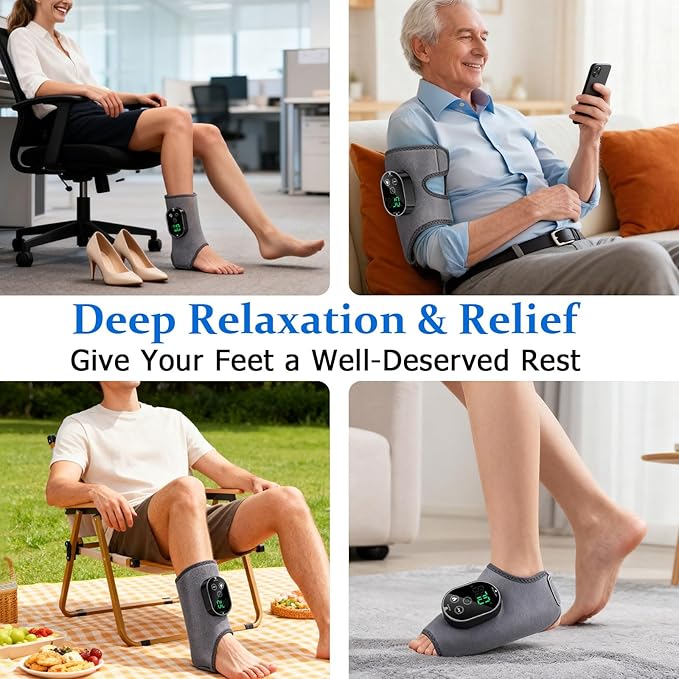 Version 3-in-1 Foot Massager with Super Long Battery Life USB Charging Port Black 3 Vibration Modes 6-Speed Temperature Control Circulation and Pain Relief for Foot Relaxation (Grey)