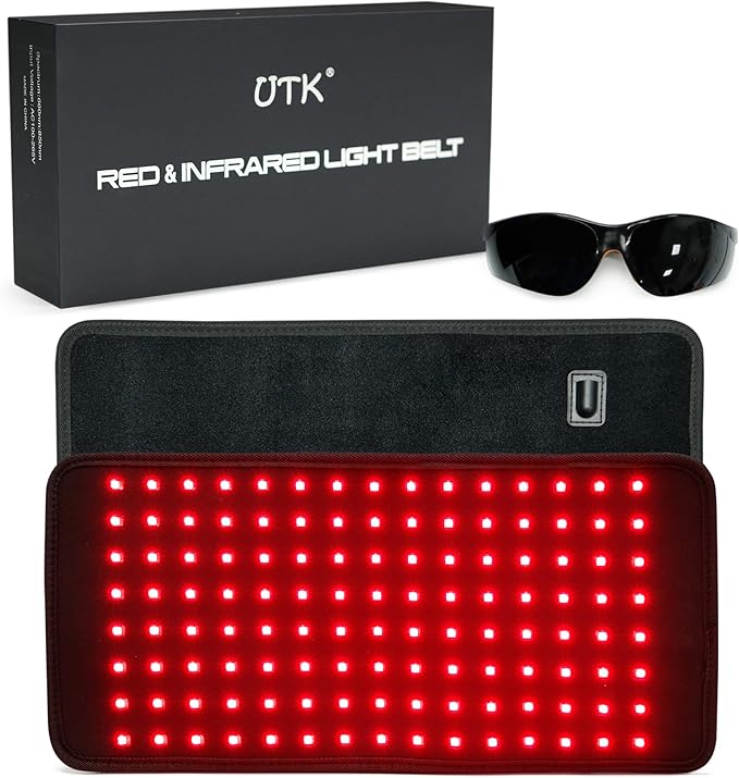 UTK Red Light Therapy Pad for Body Pain Relief LED 660＆850nm Wearable Wrap Deep Therapy Belt with Timer Function Relieve Back Shoulder Pain