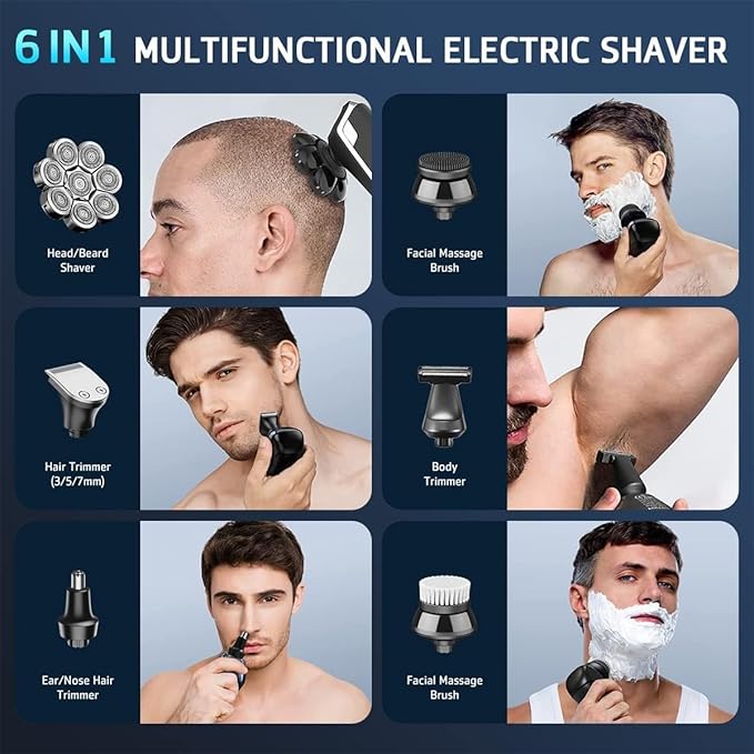 9.0 Shaver 2026 Upgrade 9.0 Ultra Shaver 9D Floating Blade Heads 6-in-1 Electric Razor Ipx7 Waterproof Led Display Rechargeable Head Shavers for Bald Men with USB-C Fast Charge