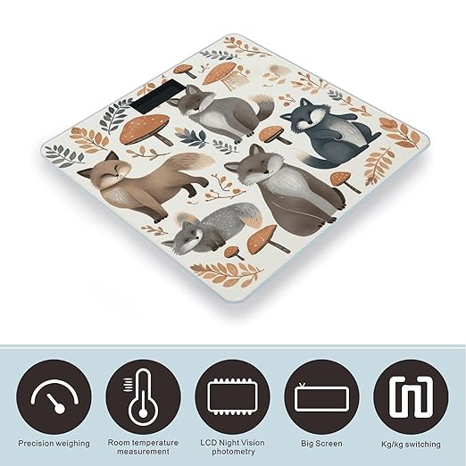 Woodland Raccoon Animals Weight Scale Large Bathroom Scales Digital Weight with Bright LED Display Non Slip Automatic Weighing Scale Fashion Weighing Machine for Body
