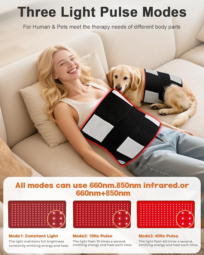 Red Light Therapy for Body Large 24 x 12 Infrared Light Therapy Mat with Timer 660nm 850nm Red Light Pad with 3 Modes &amp 5 Brightness Levels Wearable Ideal Gift for Women&ampMen(24x12)