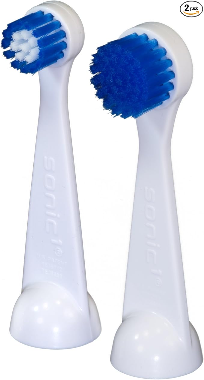 Cybersonic3 Compact and Deluxe Replacement Brush Heads 2 Pack Compatible With All Cybersonic Electric Toothbrushes (1 Compact 1 Deluxe)