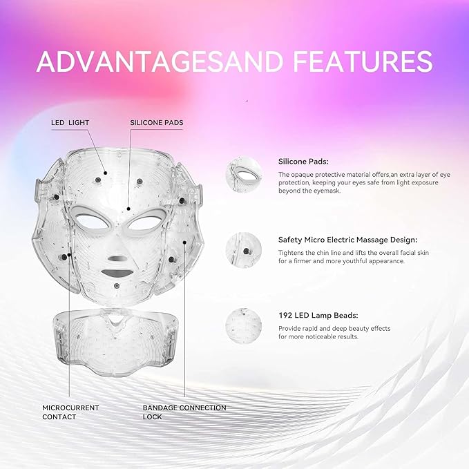 LED Facial Mask Therapy Red Light Therapy Mask FSA 7 Colors Facial Skin Care Beauty Spa Skin Care