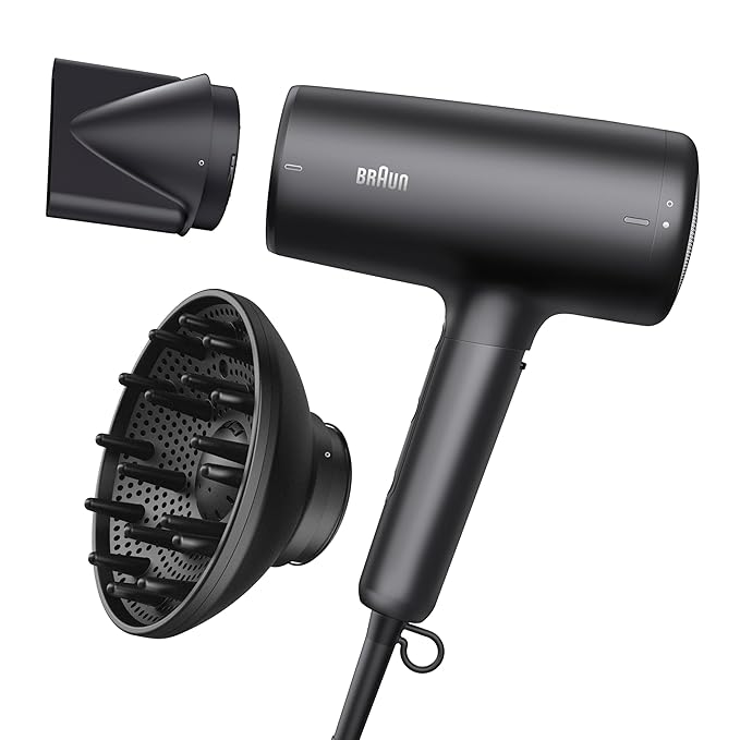 Braun Hair Dryer with Diffuser Blow Dryer with Super-Ionic Technology Reduces Static and Frizz for Smooth Shiny Healthy Looking Hair