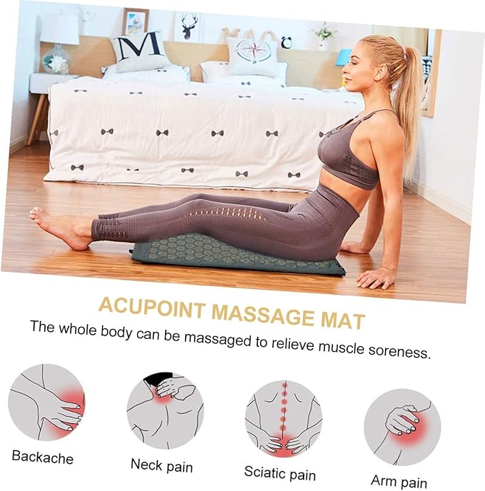 Veemoon Shiatsu Acupressure Massage Mat and Pillow Set Non-Slip Relief Cushion with Portable Carrying Bag for Back and Neck Therapy Relaxation and Muscle Tension Relief