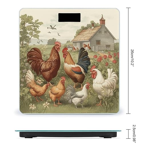 Chickens and Farm Bathroom Scale Weight Scale for Body WeightHighly Accurate Digital Weighing Machine Clear LED Display Digital Bathroom Body Scale 400lb/182kg