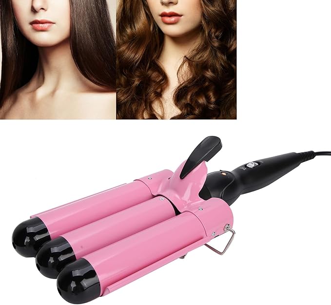 3 Curling Iron Wand 1 Inch Ceramic Tourmaline Triple Barrels Hair Crimper Beach Waving Styling Tools with Temperature Adjustment and Dual Voltage for All Hair