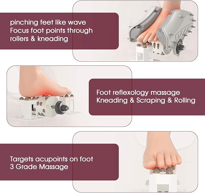 KOTEK Foot Massager Machine Shiatsu Foot &amp Calf Massager w/ 3 Massage Modes Remote Control Electric Deep Kneading Rolling Scraping Massage for Leg/Arm/Ankle Increase Blood Circulation (Burgund