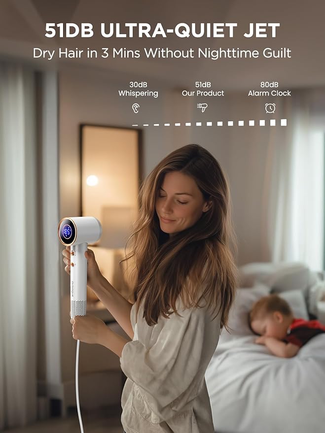 Dual Voltage Travel Hair Dryer with Diffuser High-Speed Ionic Blow Dryer for Women Fast Drying Low Noise Lightweight No Heat Damage European Travel 110V-120V/220V-240V