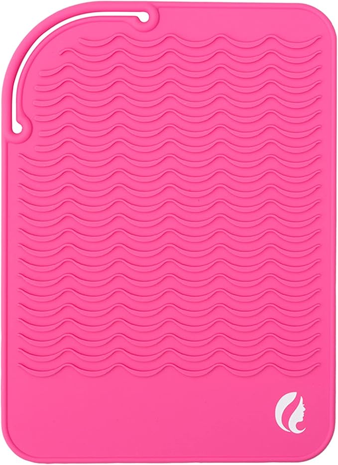 CaliCapelli Professional Heat Resistant Styling Silicone Mat for All Hair Irons Curling Iron Straightener Pad Iron Flat Hair Hair Tools Appliances Hair Dryer Salon Tools Hair Stylist (Pink)