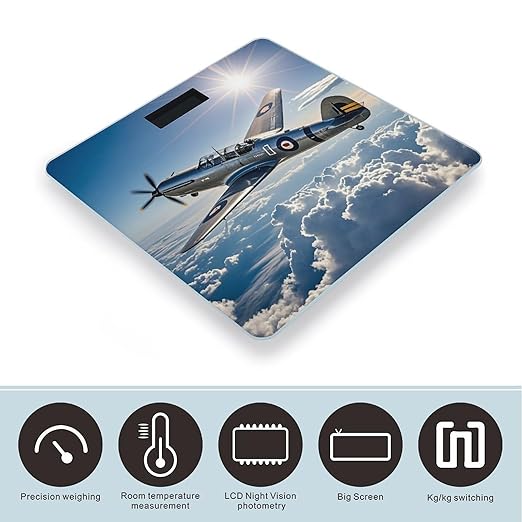 Retro Airplane Smart Scale for Body Weight Accurate Bathroom Scale with LED Display Digital Weight Scales Weighing Machine High Precision Scales for Bath Home