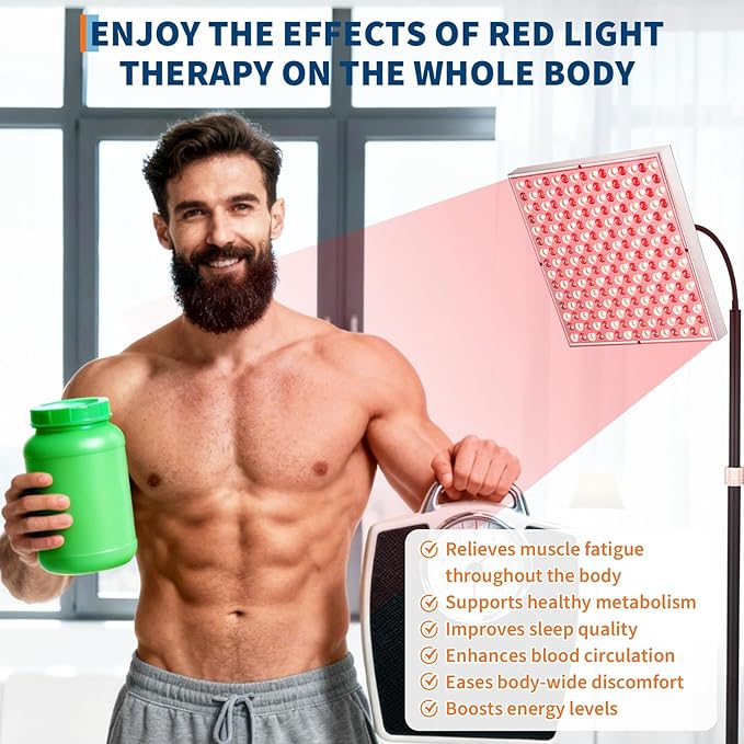 Large Panel Red Light Therapy Floor Lamp 225 LEDs Red Infrared Light Therapy Device for Full Body Home Use for Skin Rejuvenation Muscle Recovery and Joint Pain Relief