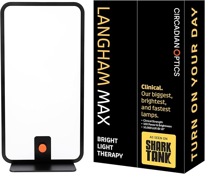 Circadian Optics Langham Clinical Grade Light Therapy Desk Lamp | 10000 Lux at 18 | As Seen On Shark Tank | 10X Power &amp Brightness | Extremely Large 22 X 12 Light Panel | Improve Body Clock