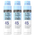 Neutrogena Ultra Sheer Sunscreen Spray SPF 45 Body Mist Lightweight Non-Greasy Broad Spectrum UVA/UVB Protection Oil-Free &amp Non-Comedogenic Water Resistant Spray Sunscreen (80 min) Pack of 3 5