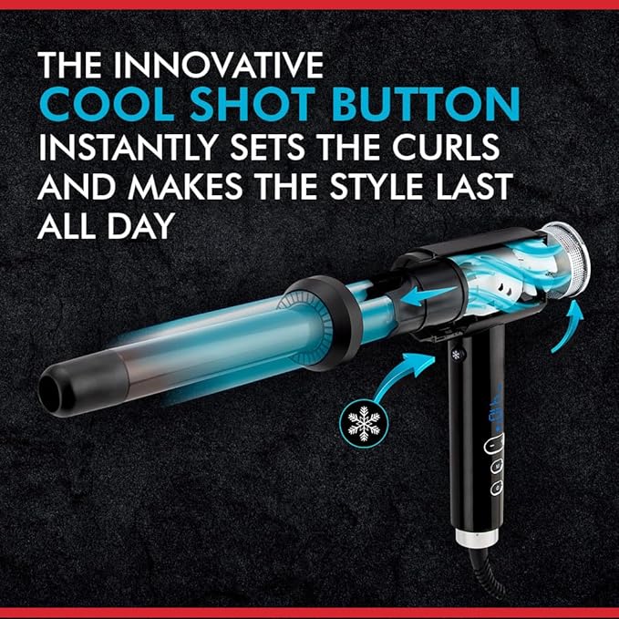 CHI Lava Curl Shot Hair Curling Wand For Voluminous Shiny &amp Long-Lasting Curls Lower Temperature Ergonomic Comfortable Design For Easy Use