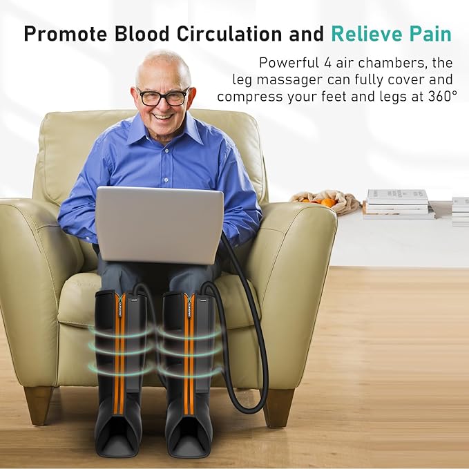 QUINEAR Leg Compression Massager Calf Massager for Circulation and Pain Relief with 3 Modes and 3 IntensitiesCompression Boots for Leg (no Heat)