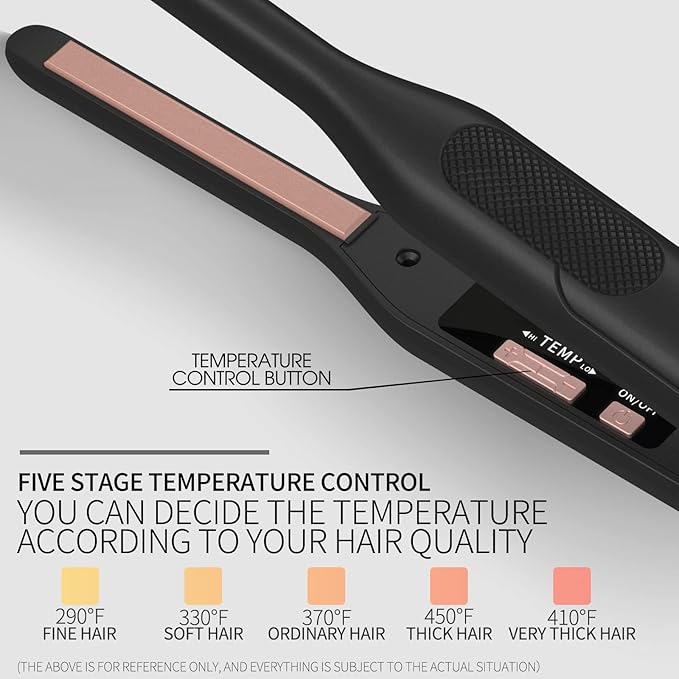 K&ampK Mini Flat Iron for Short Hair 3/10 inch Small Hair Straightener for Pixie &amp Beard creamic Flat Iron for Women Dual Voltage Auto Shut Off