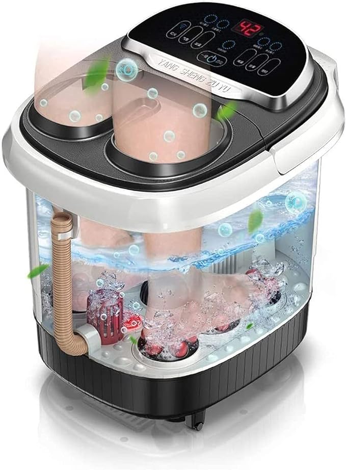 Foot Spa Foot Bath Massager with Heat Bubbles Digital Temperature Control 6 Massage Rollers and Acupressure Massage Points Fatigue Relief