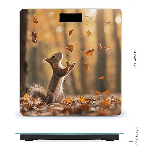 Squirrel and Leaves Bathroom Scale Ultra-Bright Liquid Crystal Screen Weight Scale Accurate Bathroom Body Scales for Body Weight Bathroom Pet Home Bedroom Gift-Giving