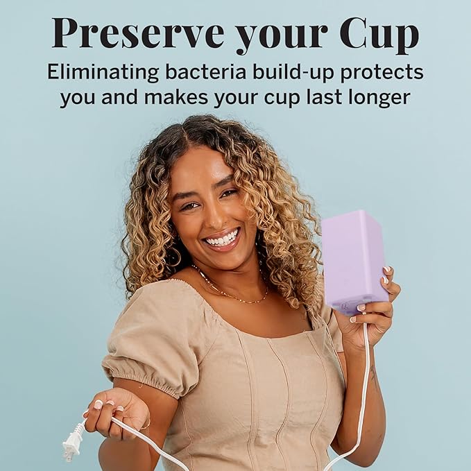 Pixie Menstrual Cup Sterilizer for Feminine Care - Ranked 1 for The Best Steamer - Kills 99.9% of Germs with Steam - Wash Your Period Disc or Cup in 3 Minutes! - Automatic Timing Shut-Off Switch