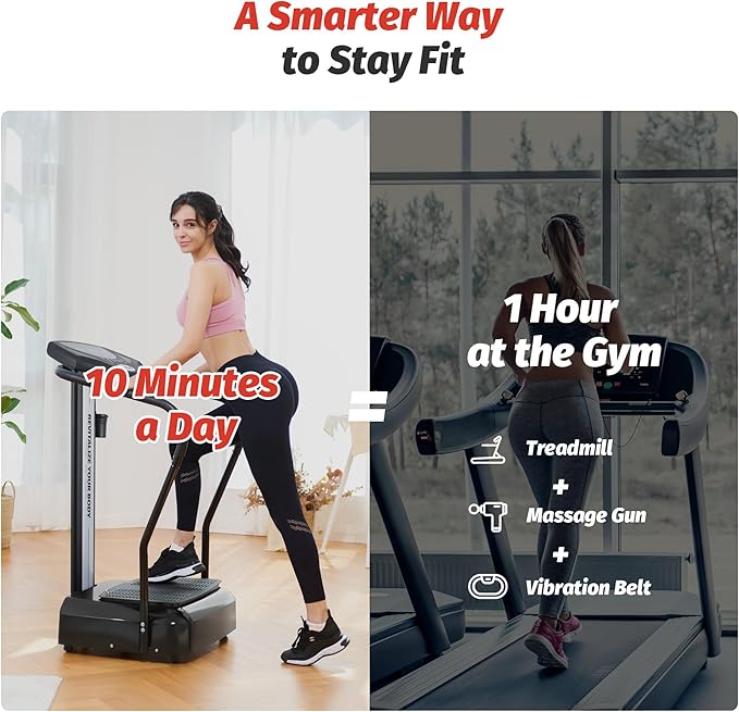 ZELUS Vibration Plate Exercise Machine with Handles Vibration Plate for Lymphatic Drainage with 2 Resistance Bands (3 Preset Modes 99 Levels)