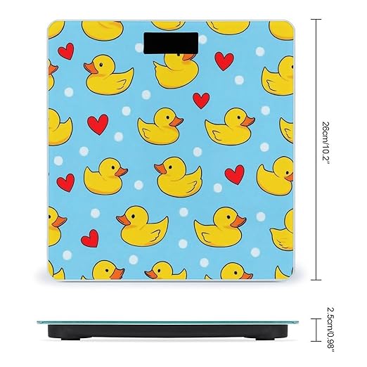 Smart Scale for Body Weight Automatic Switch Digital Bathroom Weighing Scale Pink Heart Polka Dots Blue Yellow Rubber Ducks