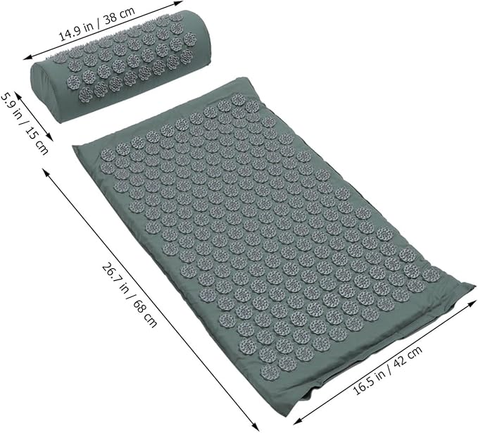 Veemoon Shiatsu Acupressure Massage Mat and Pillow Set Non-Slip Relief Cushion with Portable Carrying Bag for Back and Neck Therapy Relaxation and Muscle Tension Relief