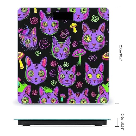 Digital Bathroom Weighing Scale Energy Saving Scale Smart Scale for Body Weight Trippy Eyes Black Cat Goth Mushroom