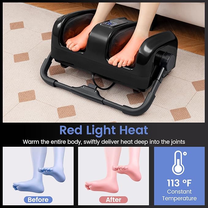 Giantex Foot Massager with Heat and Remote Control Calf Massager with 3 Massage Settings Timer Washable Cover Adjustable Stand Foot Massage Machine for Calf Arms Relax Gift for Women Men (Black)