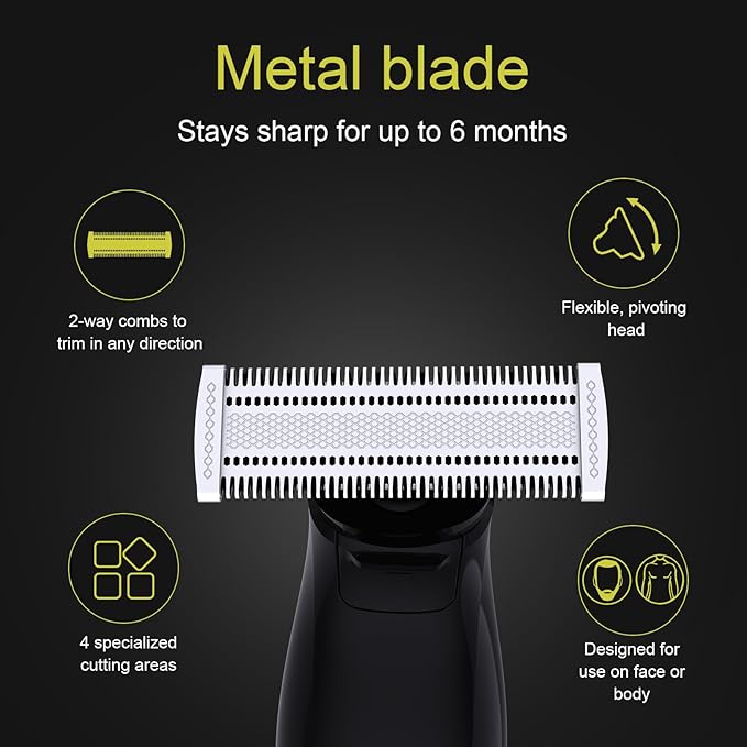 4 Pack Replacement Blades with 5 Guide Combs Guards Kit Compatible with Philips Norelco Oneblade QP2515QP2520QP2530QP6510QP6520QP6530…Models.