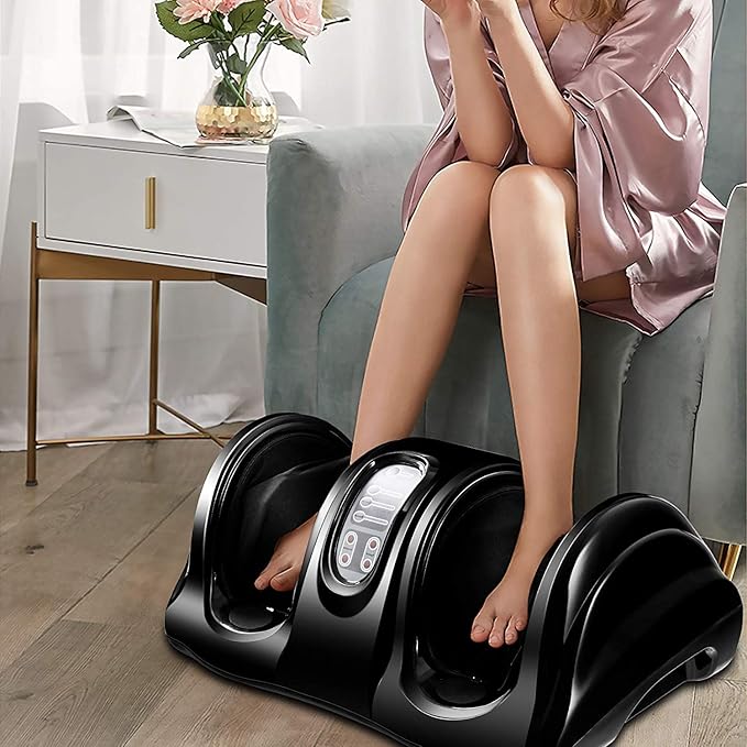 KOTEK Foot Massager Machine Shiatsu Foot &amp Calf Massager with 3 Massage Modes Remote Control Electric Deep Kneading Rolling Scraping Massage for Leg/Arm/Ankle (Black)