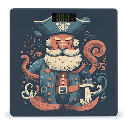 Pirate Characters Scale for Body Weight Anti-Slip Digital Bathroom Scale Sturdy Toughened Glass Weighing Scales High Precision Safe Rounded Corners Smart Scales