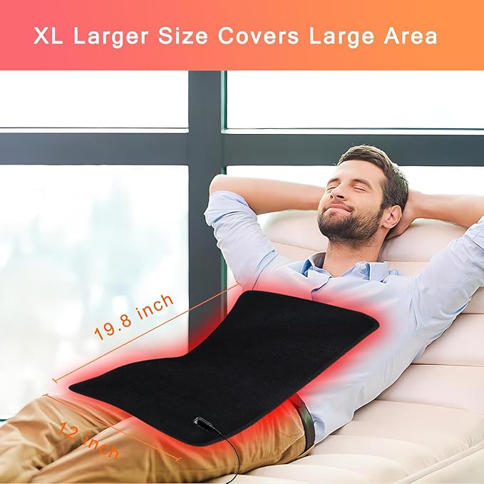 Red Light Therapy for Body 19.8 x 12 Infrared Light Therapy Pad XL Large Red Infrared Heating Therapy Wrap Pad Belt for Back Shoulder Leg Relief Home Office Use Ideal Gift
