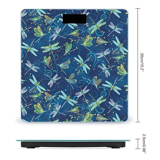 Blue Dragonfly Bathroom Scale Automatic Power On/Off Body Scales LCD Backlight Display Square Digital Scale Rounded Corners Bathroom Scales for Home Bedrooms