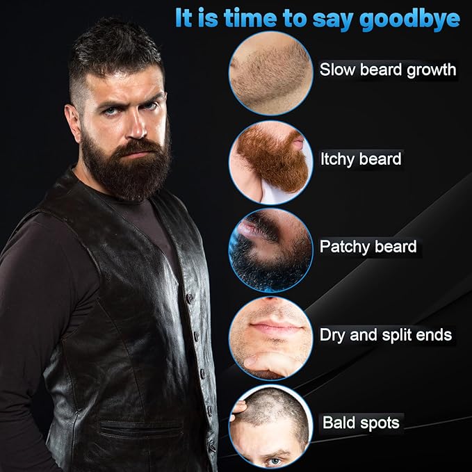 Beard OilMaximun Thickening Biotin with Castor Oil and Argan &amp Jojoba Oils Promotes Beard Growth Styles Strengthens &amp Softens Beards &amp Mustaches1 Ounce*2（2 Pack）