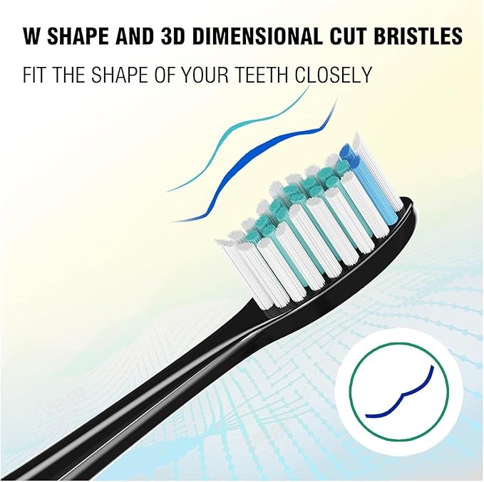 16PCS Replacement Toothbrush Brush HeadsCompatible for Phili Sonic Care and Click-on Handles(16pcs Black)