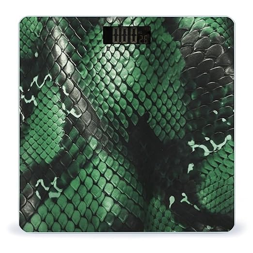 Green Snakeskin Bathroom Scale for Body Weight LCD Display Digital Bathroom Scale Tempered Glass Bathroom Weight Scales Fashion Smart Scales for Home Bedroom 400 Lb
