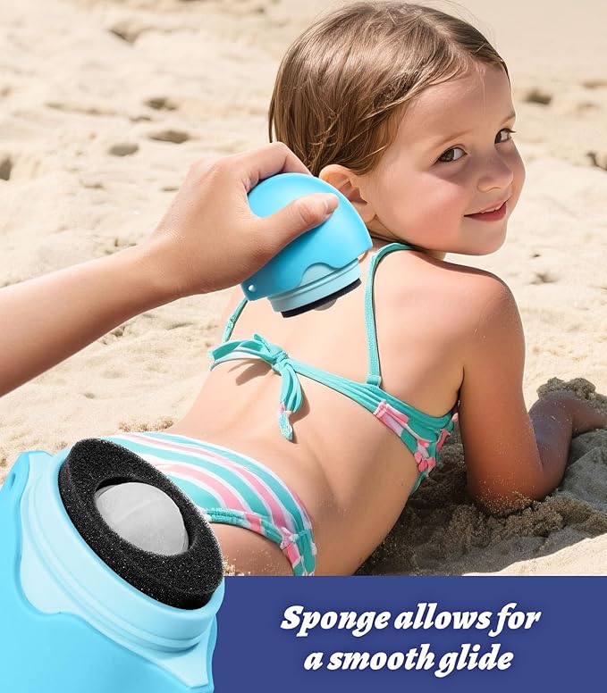 Sunscreen Applicator - Refillable Roll on Sponge Sunscreen Suncream &amp Lotion ApplicatorProof Sun Lotion Brush - 1.85 Oz Travel Size - Summer Beach Essentials -Baby &amp Toddler Friendly
