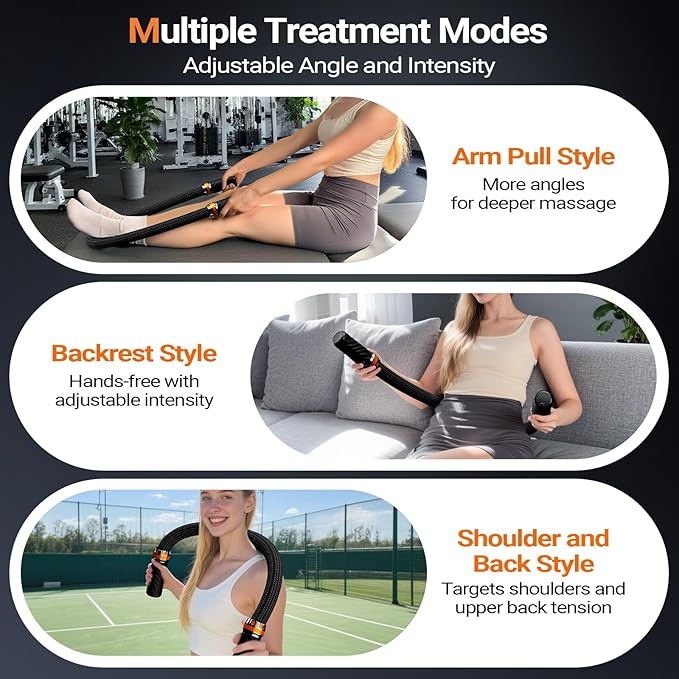 HYAKO S1 3D Flexible Pro Back Massage Rope - Handheld Vibration Therapy Massager &amp Hands-Free for Lower Back Pain Relief 3000-7000 RPM Deep Tissue Muscle Massage GunIdeal for AthletesGym &amp