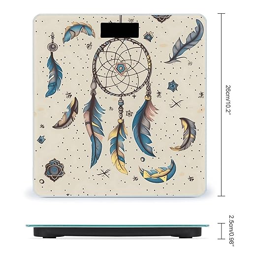 Dream Catcher and Moon Scale for Body Weight High Precision Digital Weight Scales with LCD Display Anti-Slip Sturdy Slim Tempered Glass Bathroom Scale for Home Use