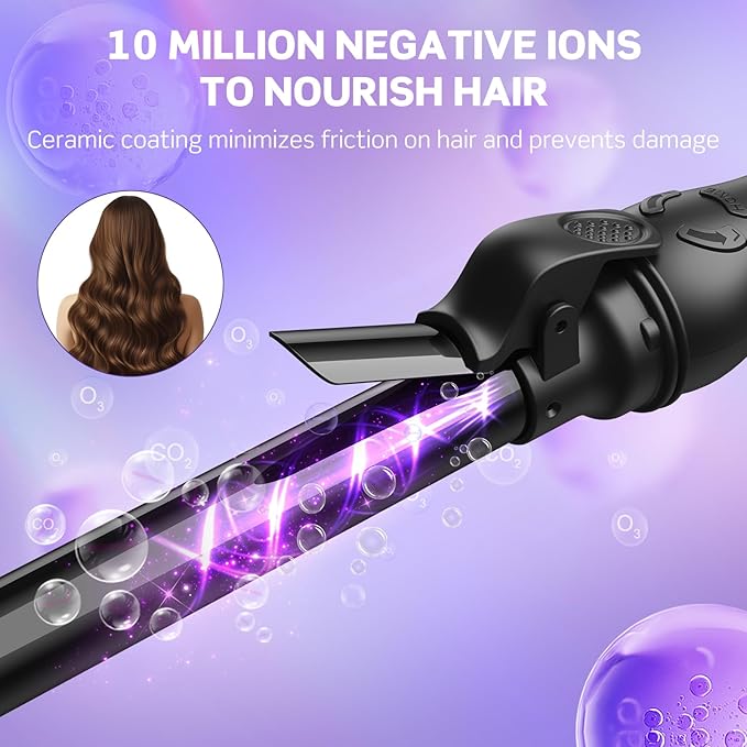 HOOICB Automatic Curling Iron 1 Hair Curler Tool with Negative Ion Function Ceramic Coating Fast Heating Suitable for All Hair Types