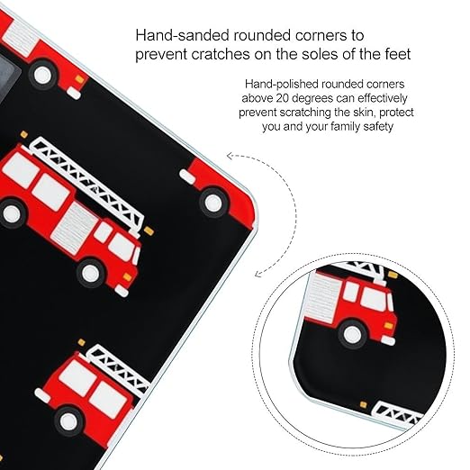 Men's Fashion Automatic Switch Digital Bathroom Weighing Scale Smart Scale Fire Fighters Red Fire Truck Cartoon