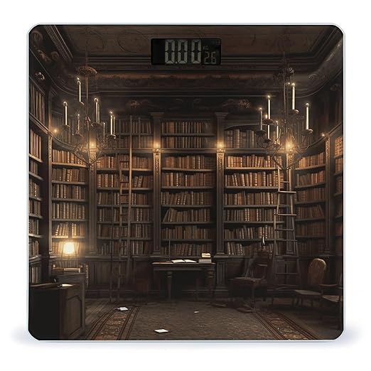 Book Room Mysterious Library Scale for Body Weight Highly Accurate Digital Bathroom Scale Sturdy Tempered Glass Weighing Scales with LCD Display Fashion Body Fat Smart Scales 400lb