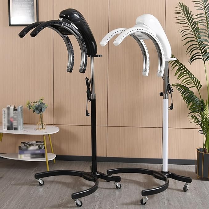 Jcgly Standing Hair Dryer 1200W Professional Orbiting Hair Color Processor with Rolling Base Sit Under Hair Dryer for Salon(White)