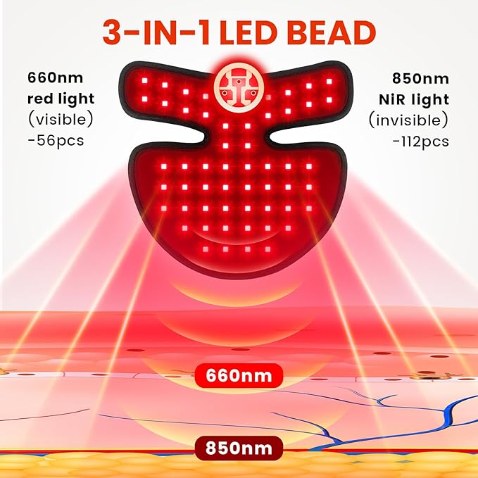 Viconor Neck and Chest Red Light Therapy FDA Cleared Red and Infrared Light Therapy for Body Firming Beauty Device for Smoother Firmer and Glowing Skin at Home and Travel