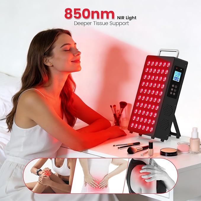 Red Light Therapy Device for Face &amp Body 300W Led Light Therapy Panel with 1.77 LCD Screen 660nm Red &amp 850nm Near Infrared Light 9 Pulse Modes for Skin Care &amp Muscle Recovery