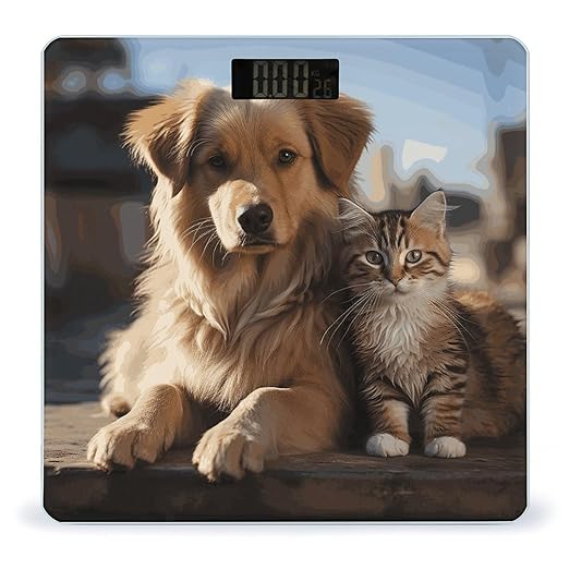 Cats and Dogs Bathroom Scale for Body Weight Bathroom Weighing Scale with Backlit LCD Display Highly Accurate Measures Weight Up to 180kg
