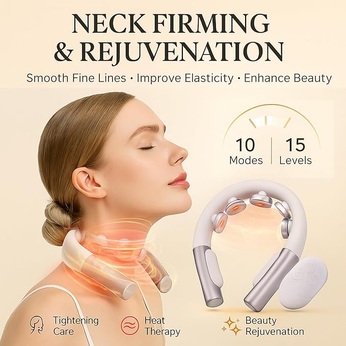 Premium Neck Massager with Heat – Luxury Relaxation Device for Stress Relief at Home Office &amp Travel